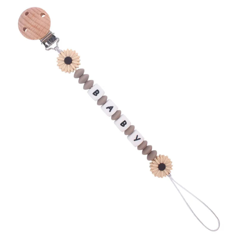 Attache tétine personnalisée marron