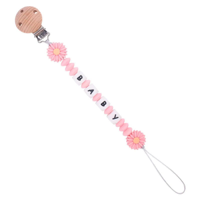 Attache tétine personnalisée rose